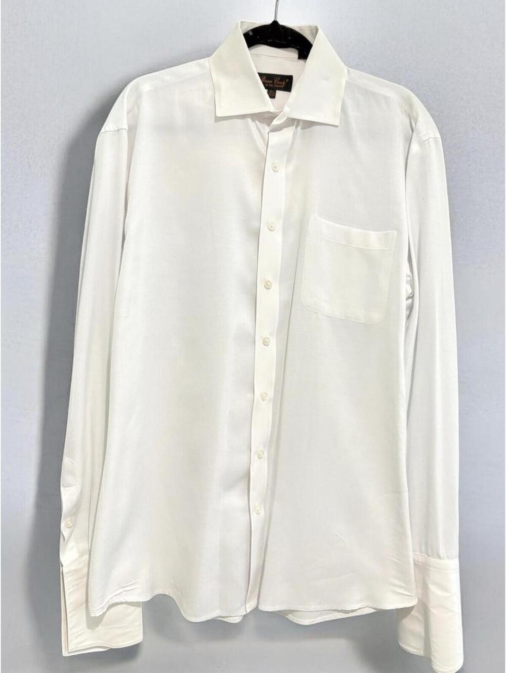 Bruno Conte White Single Needle Tailoring Dress Shirt French Cuff Sz 16.5 36/37